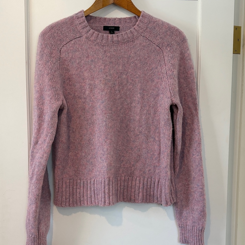 J. Crew Soft Pink Crew Neck Chunky Wool Blend Sweater Sz L